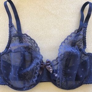 Passionata 34D sexy  blue unpadded lace bra Z50